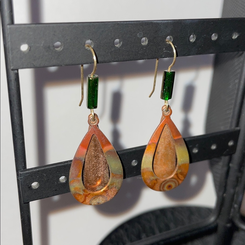 Silver Forest Layered Elegant Multicolor Teardrop Earrings